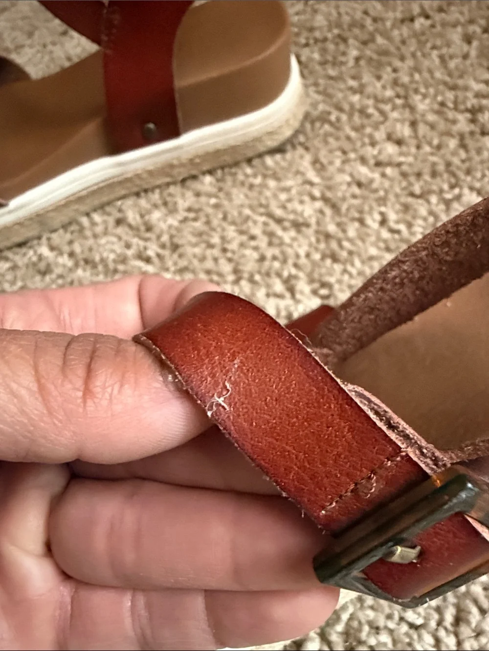 Mia Brown Leather Strap Platform Sandals